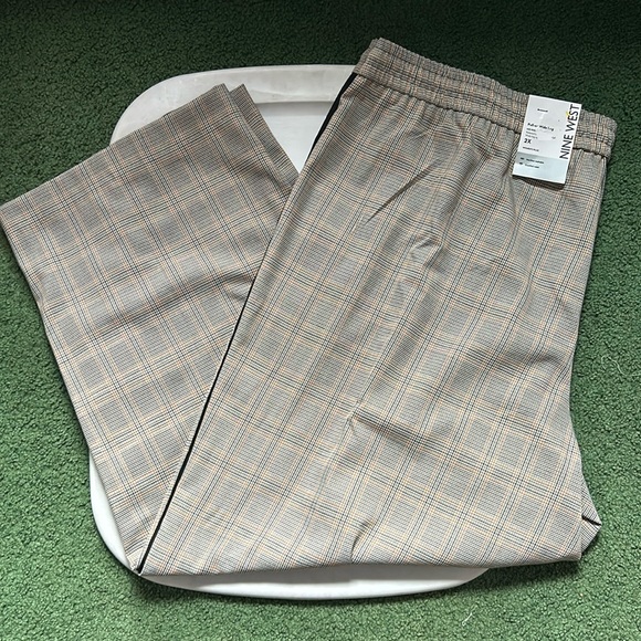 NWT Nine West yellow black ivory side stripe pull on wide leg pants - Picture 2 of 8